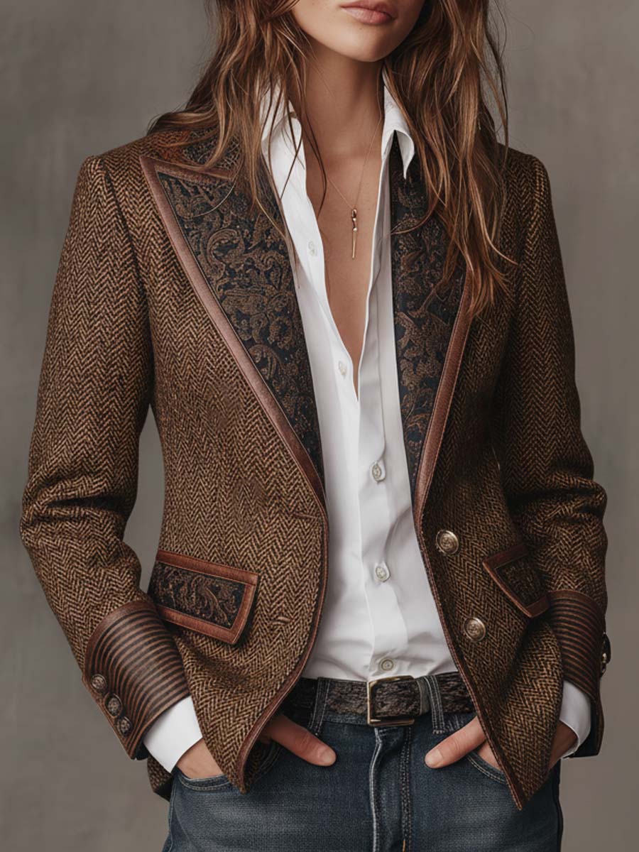 SOCORRO | Blazer con Inserciones Estampadas en Zigzag