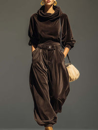 DULCE | Conjunto de Sudadera con Capucha y Pantalón Amplio de Terciopelo