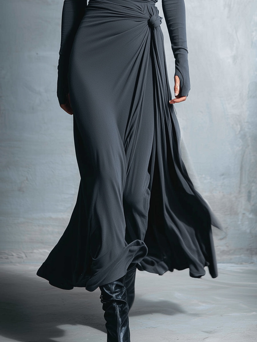 FERNANDA | Vestido Maxi Cruzado con Nudo Lateral