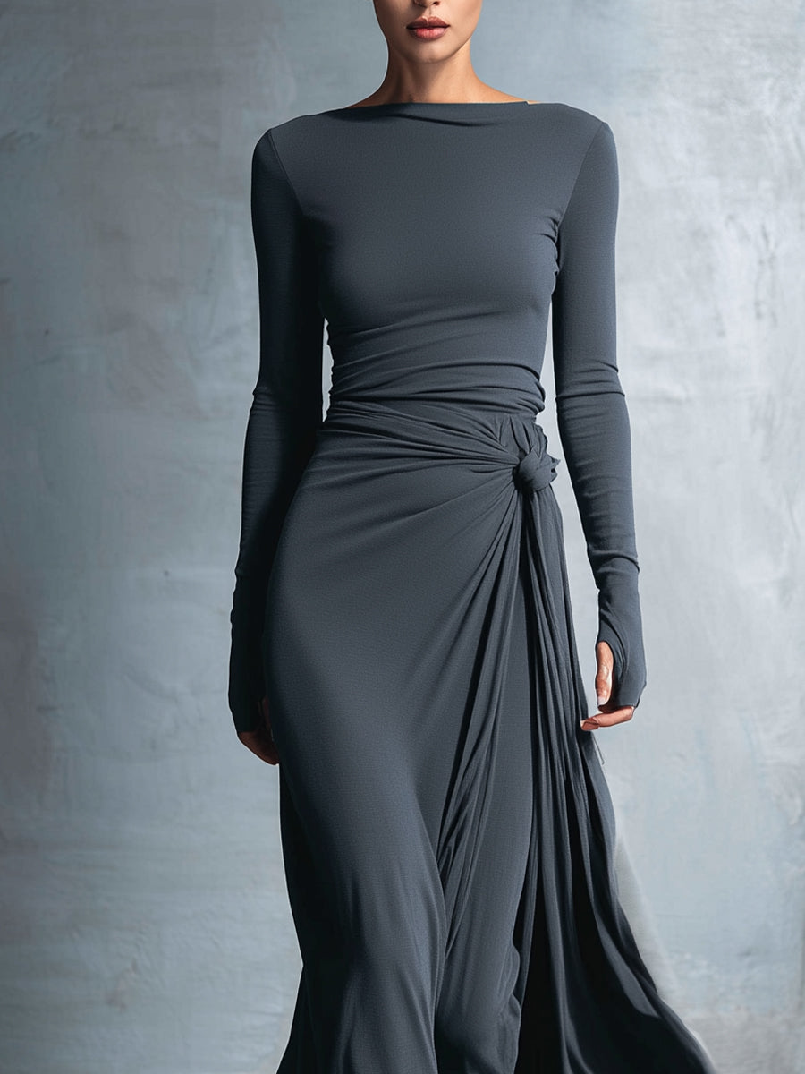 FERNANDA | Vestido Maxi Cruzado con Nudo Lateral