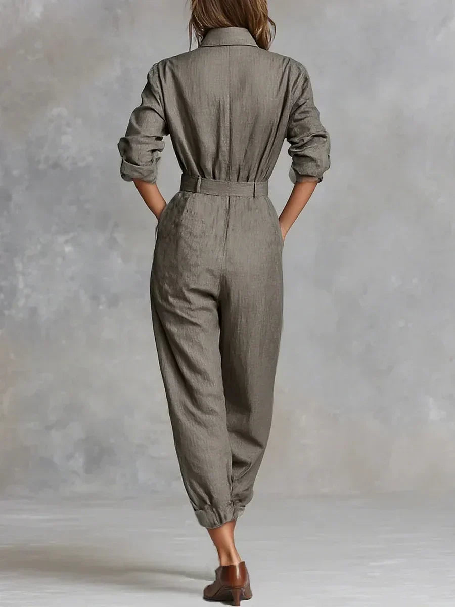 CLAUDIA | Mono de Mezcla de Lino y Algodón con Cuello Camisero