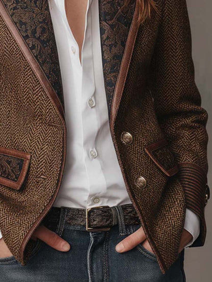 SOCORRO | Blazer con Inserciones Estampadas en Zigzag