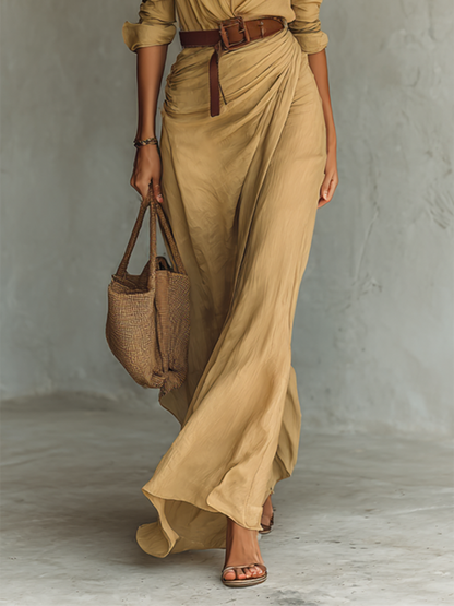 EDELMIRA | Vestido Largo con Cuello de Solapa