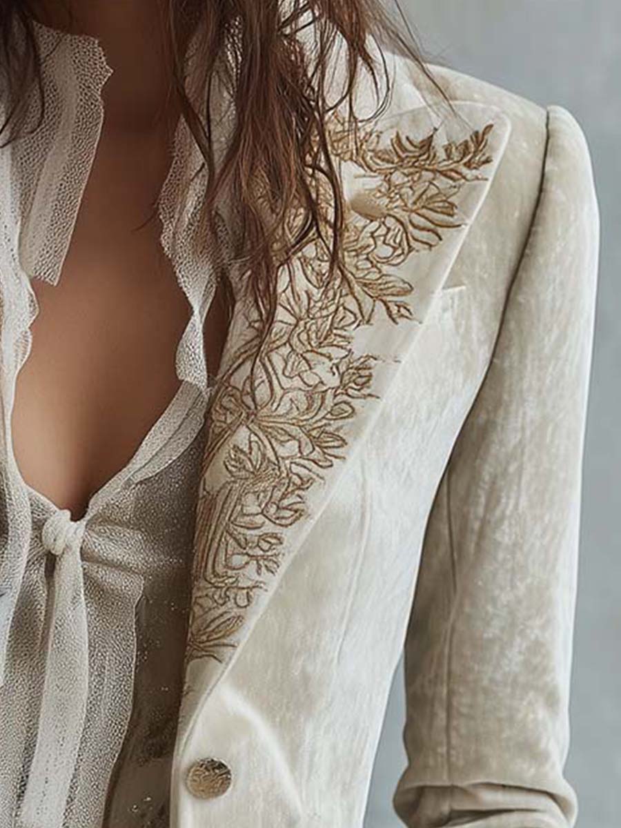 REMEDIOS | Blazer de Sastre Marfil Bordado