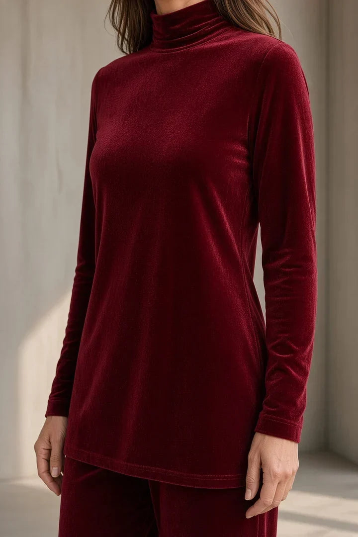 DAMARIS | Conjunto de Cuello Vuelto y Pantalón Ancho de Terciopelo