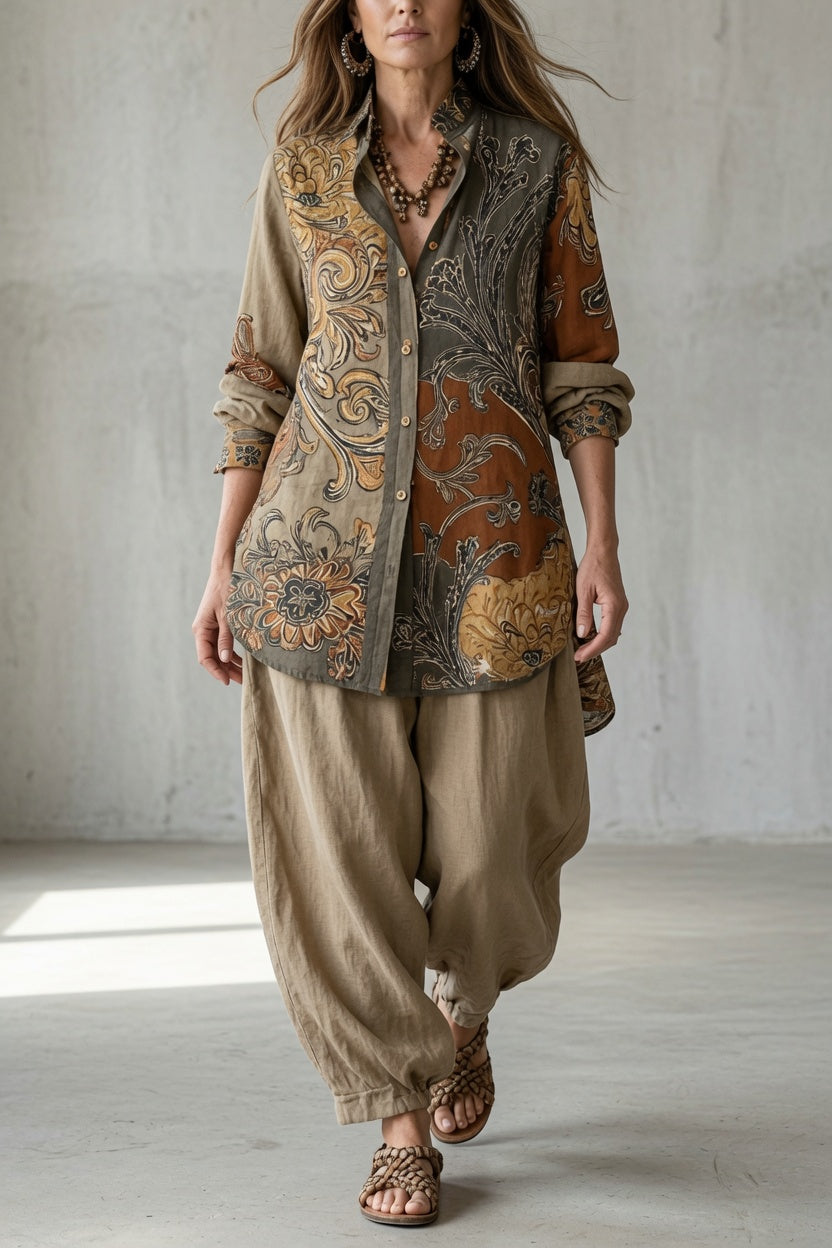 DUNA | Conjunto de Camisa Estampada y Pantalón Bohemio