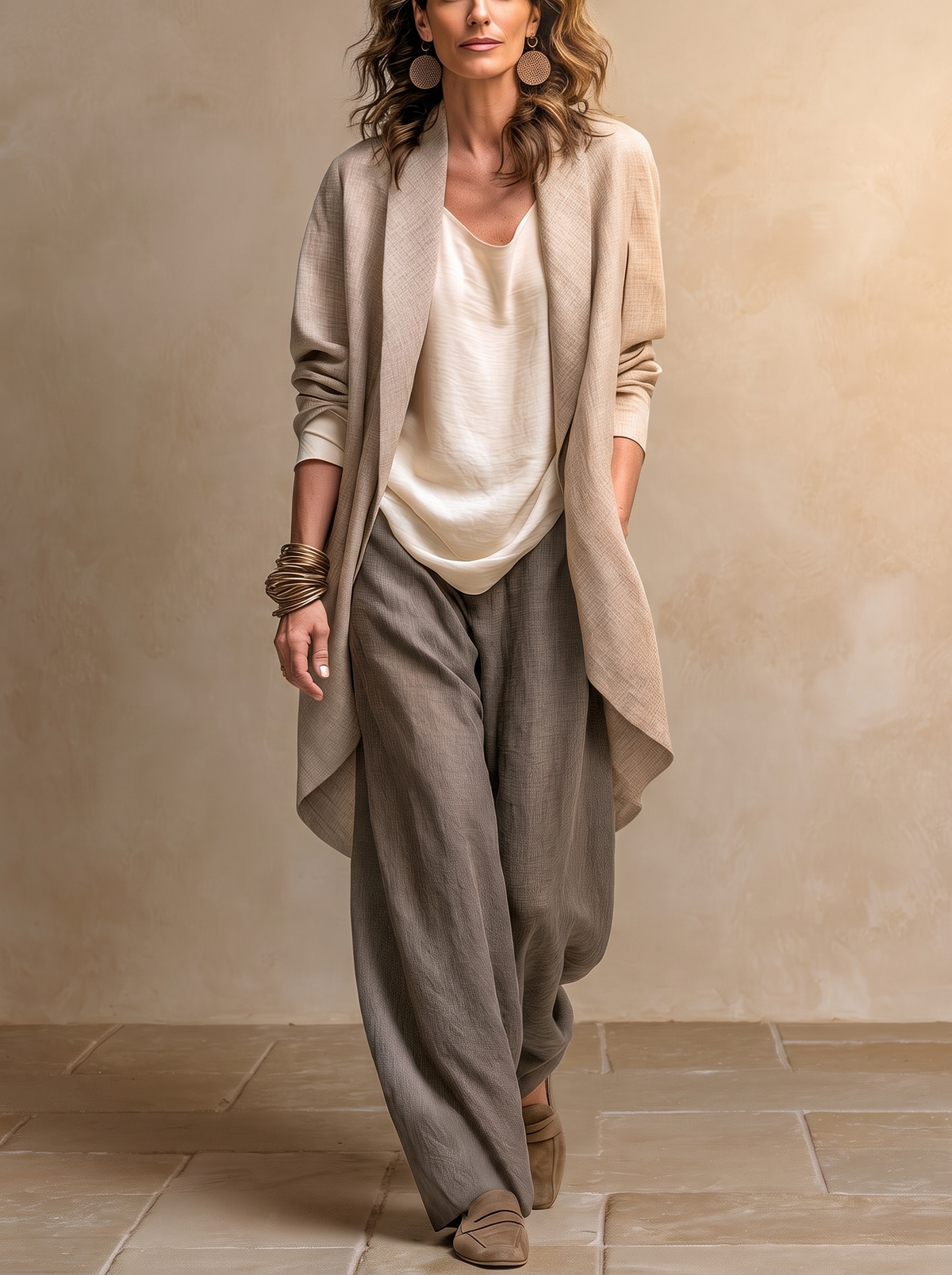 ESTEFANÍA | Conjunto de Tres Piezas: Chaqueta, Top y Pantalón Palazzo