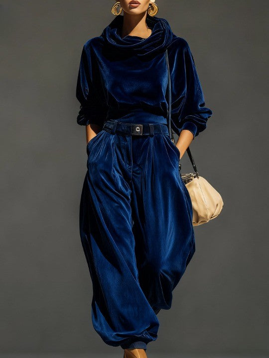DULCE | Conjunto de Sudadera con Capucha y Pantalón Amplio de Terciopelo
