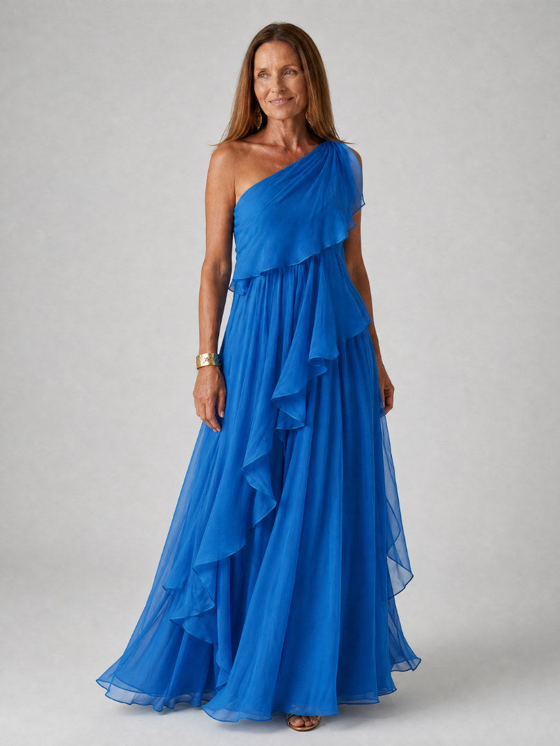 JOSEFA | Vestido Largo Asimétrico con Volantes