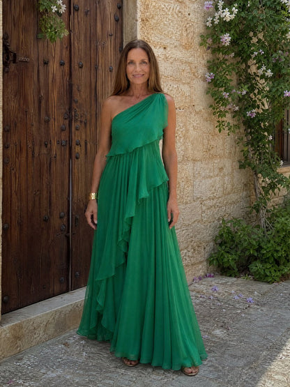 JOSEFA | Vestido Largo Asimétrico con Volantes
