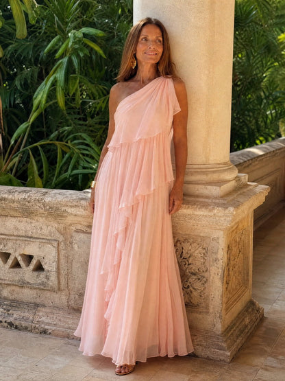 JOSEFA | Vestido Largo Asimétrico con Volantes