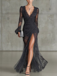 JAZMÍN | Vestido Largo de Encaje sobre Tul