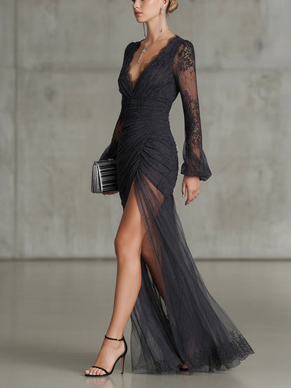 JAZMÍN | Vestido Largo de Encaje sobre Tul