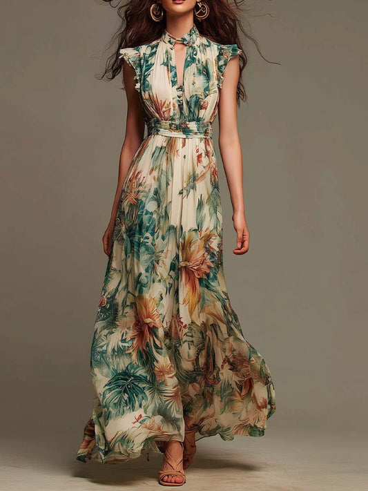 LOURDES | Vestido Maxi de Muselina con Estampado Floral