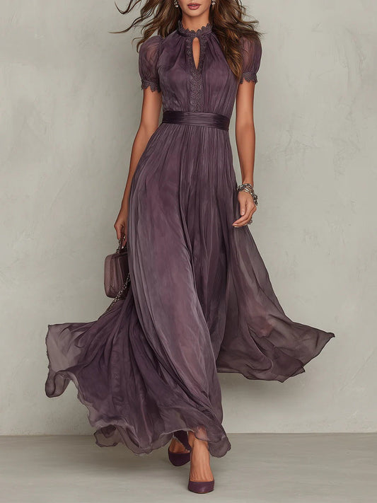 LARA | Vestido Largo de Muselina con Encaje