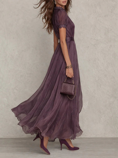 LARA | Vestido Largo de Muselina con Encaje