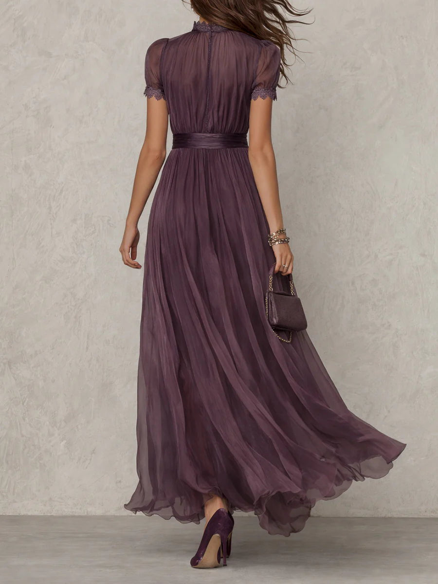LARA | Vestido Largo de Muselina con Encaje