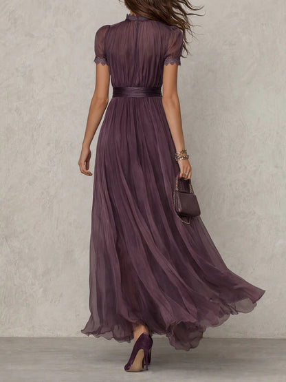 LARA | Vestido Largo de Muselina con Encaje