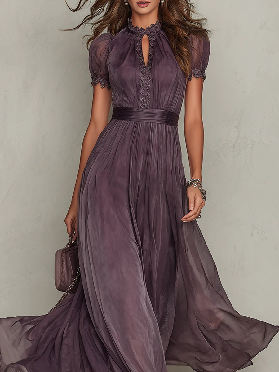 LARA | Vestido Largo de Muselina con Encaje