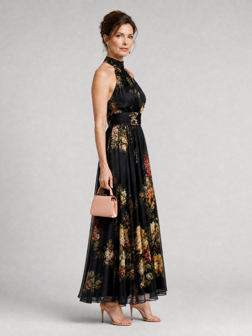 HORTENSIA | Vestido Midi Halter de Flores