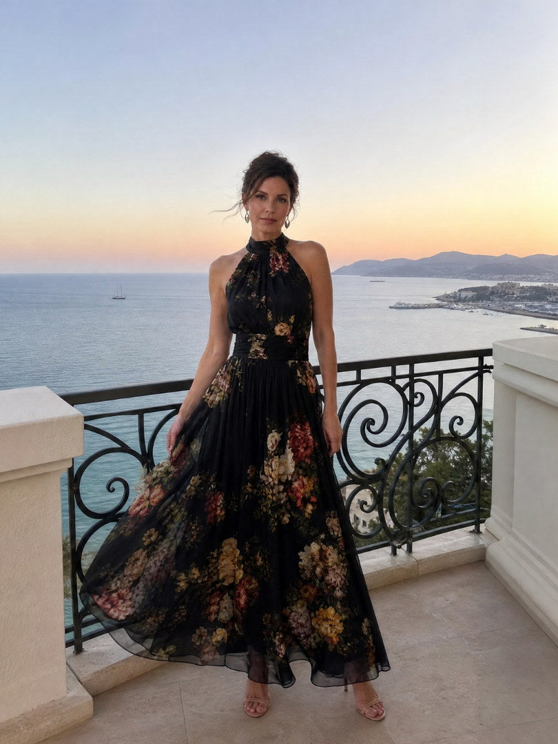 HORTENSIA | Vestido Midi Halter de Flores