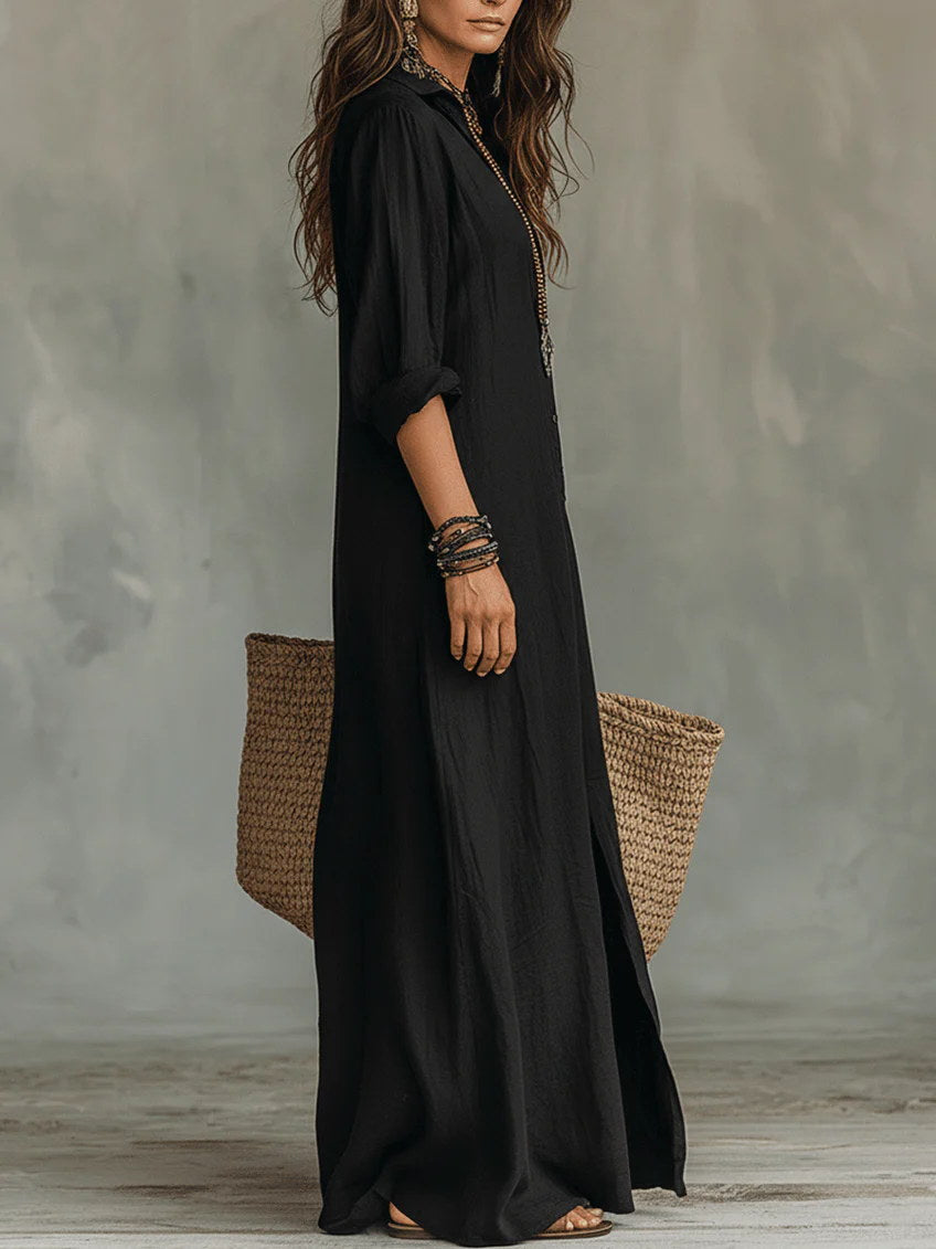 LORETO | Vestido Largo con Botones Decorativos