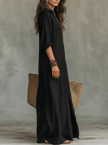 LORETO | Vestido Largo con Botones Decorativos