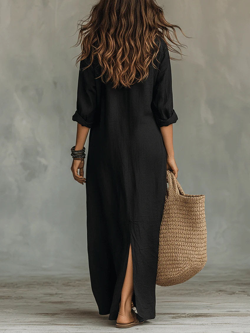 LORETO | Vestido Largo con Botones Decorativos