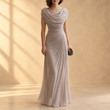ARANCHA | Vestido Largo Drapeado con Cuello Caído