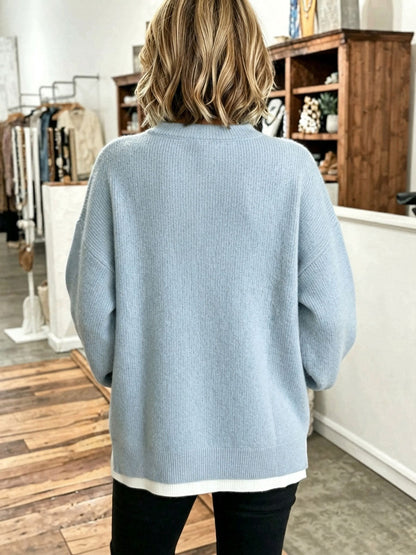 HELENA | Jersey Oversize Efecto Doble Capa con Ribetes Blancos