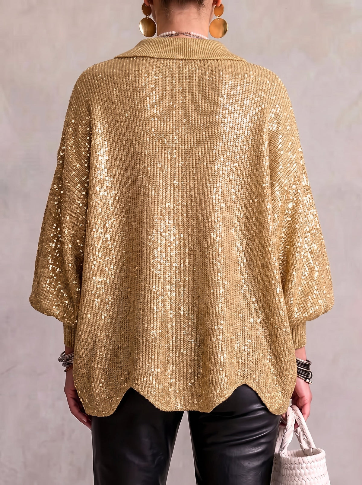 IRENE | Cárdigan Oversize con Cuello y Botones Dorados XL