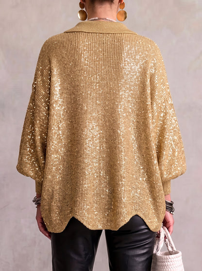 IRENE | Cárdigan Oversize con Cuello y Botones Dorados XL