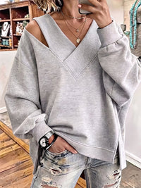 JADE | Sudadera Oversize con Escote en V y Hombro Descubierto