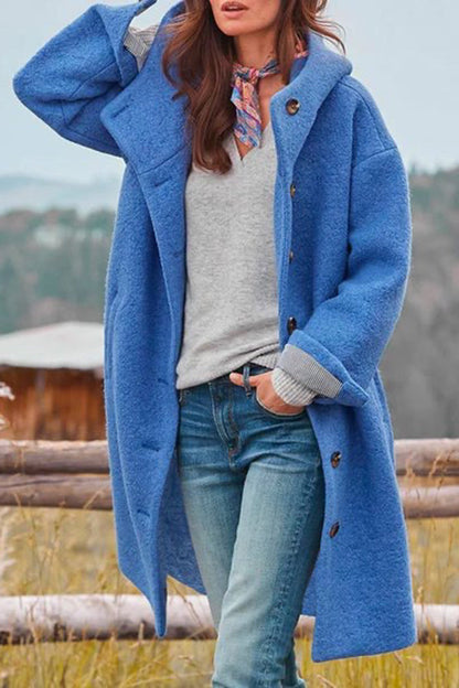 JUSTINA | Abrigo Oversize de Bouclé con Capucha y Bolsillos