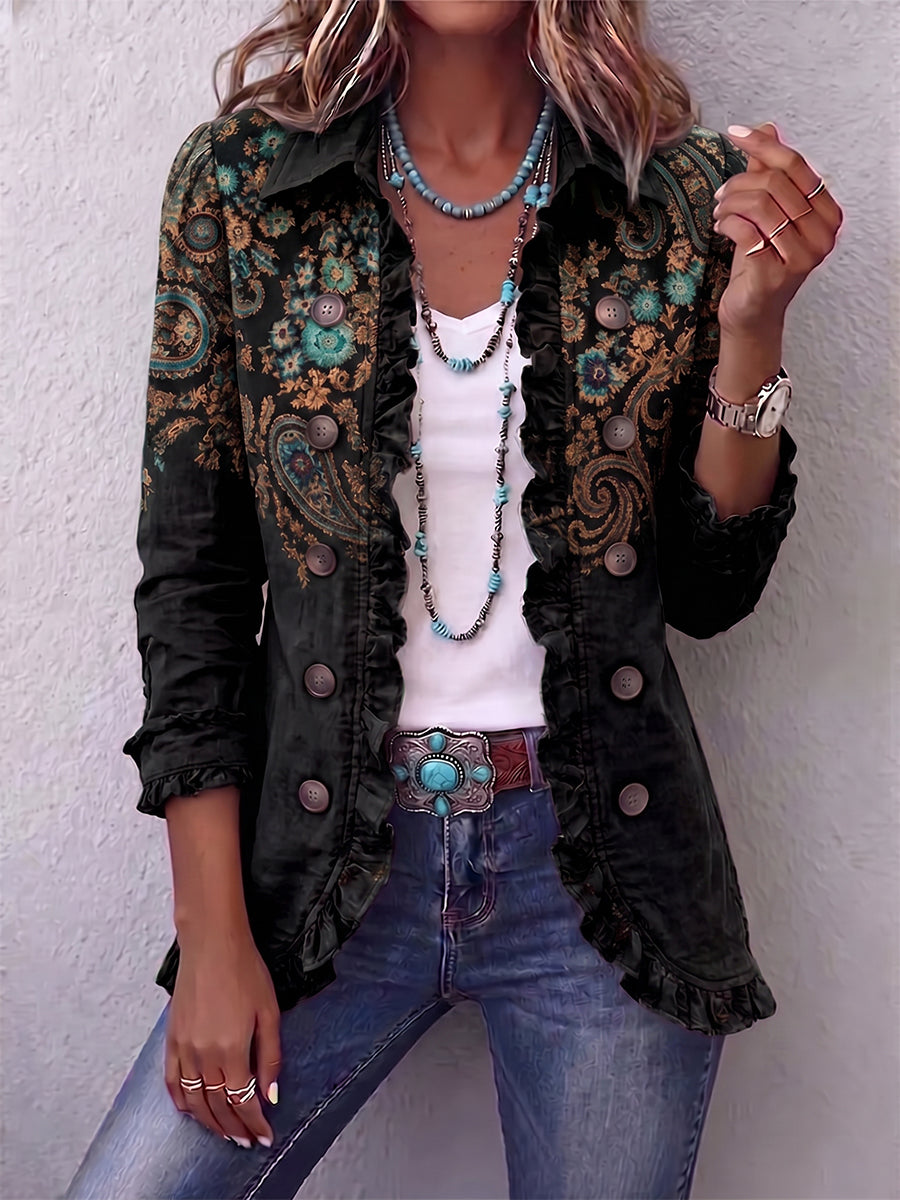 ITZIAR | Chaqueta Bohemia con Estampado Paisley y Volantes