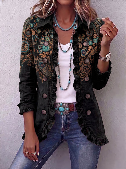 ITZIAR | Chaqueta Bohemia con Estampado Paisley y Volantes