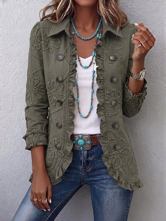 PERLA | Chaqueta Utility Bordada con Flores Bohemias