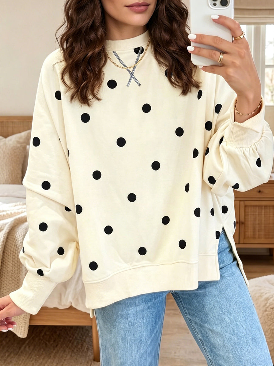 LORENZA | Sudadera de Lunares con Detalle Cruzado en el Cuello