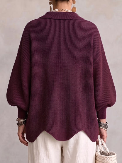 IRENE | Cárdigan Oversize con Cuello y Botones Dorados XL