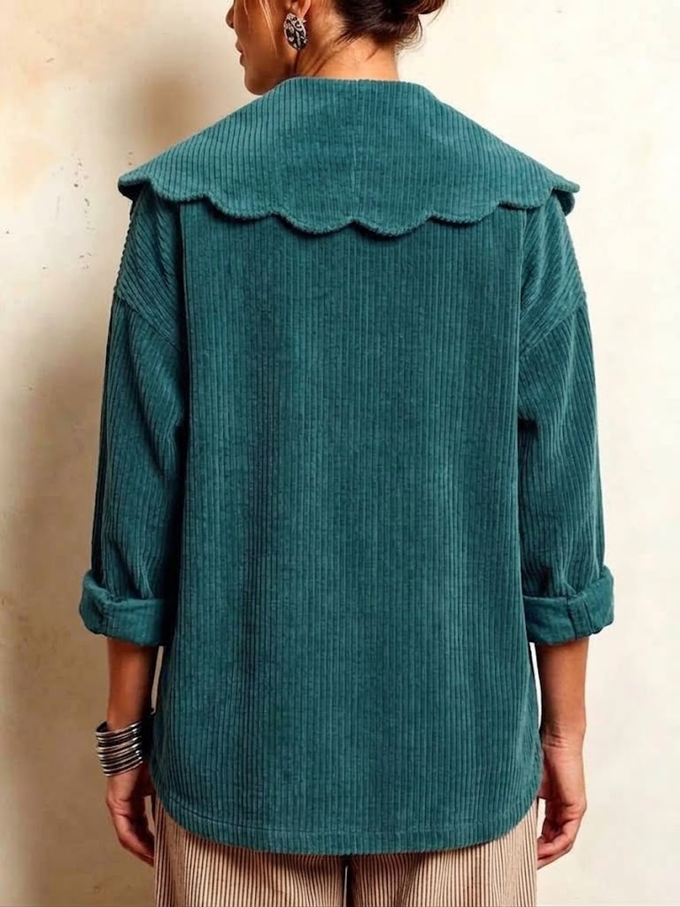 MARCIA | Chaqueta de Pana con Maxicuello Festoneado