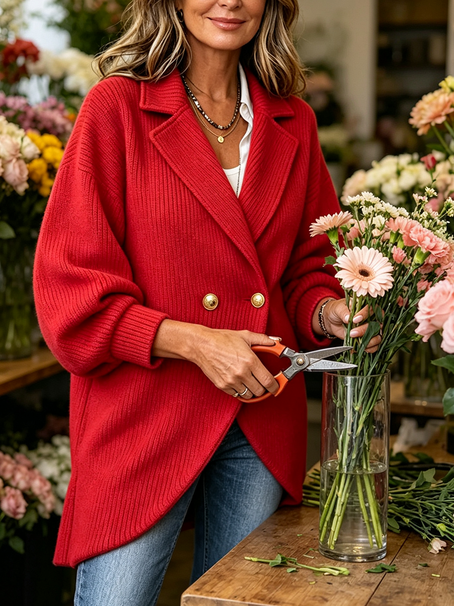 MARÍA | Cárdigan Oversize de Punto con Solapas y Bajo Tulipán