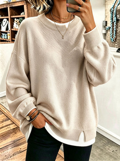 HELENA | Jersey Oversize Efecto Doble Capa con Ribetes Blancos