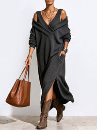 ROSA | Vestido Largo Oversize con Hombros al Descubierto