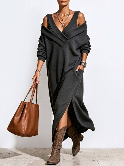 ROSA | Vestido Largo Oversize con Hombros al Descubierto