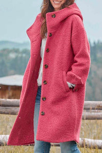 JUSTINA | Abrigo Oversize de Bouclé con Capucha y Bolsillos