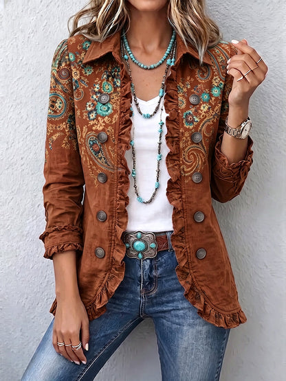 ITZIAR | Chaqueta Bohemia con Estampado Paisley y Volantes