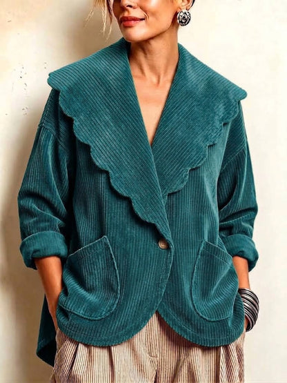 MARCIA | Chaqueta de Pana con Maxicuello Festoneado