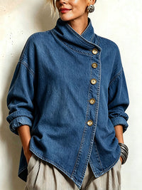NAIARA | Camisa Vaquera Oversize con Abotonadura Asimétrica