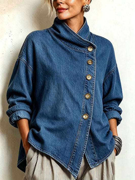 NAIARA | Camisa Vaquera Oversize con Abotonadura Asimétrica