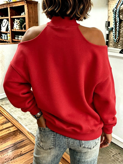 IRIA | Sudadera Oversize Roja con Cuello Alto y Lazo